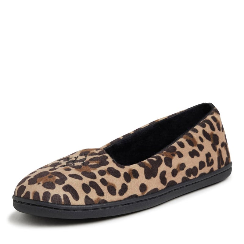 Dearfoams Women's Rebecca Lightweight Cozy Memory Foam Closed Back Slipper with Wide Widths, Leopard Velour, 7-8 - Image 1